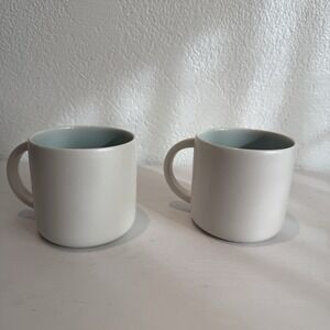 JARS France Williams Sonoma Crackle Speckle  Coffee Cup Mug Turquoise Set of 2